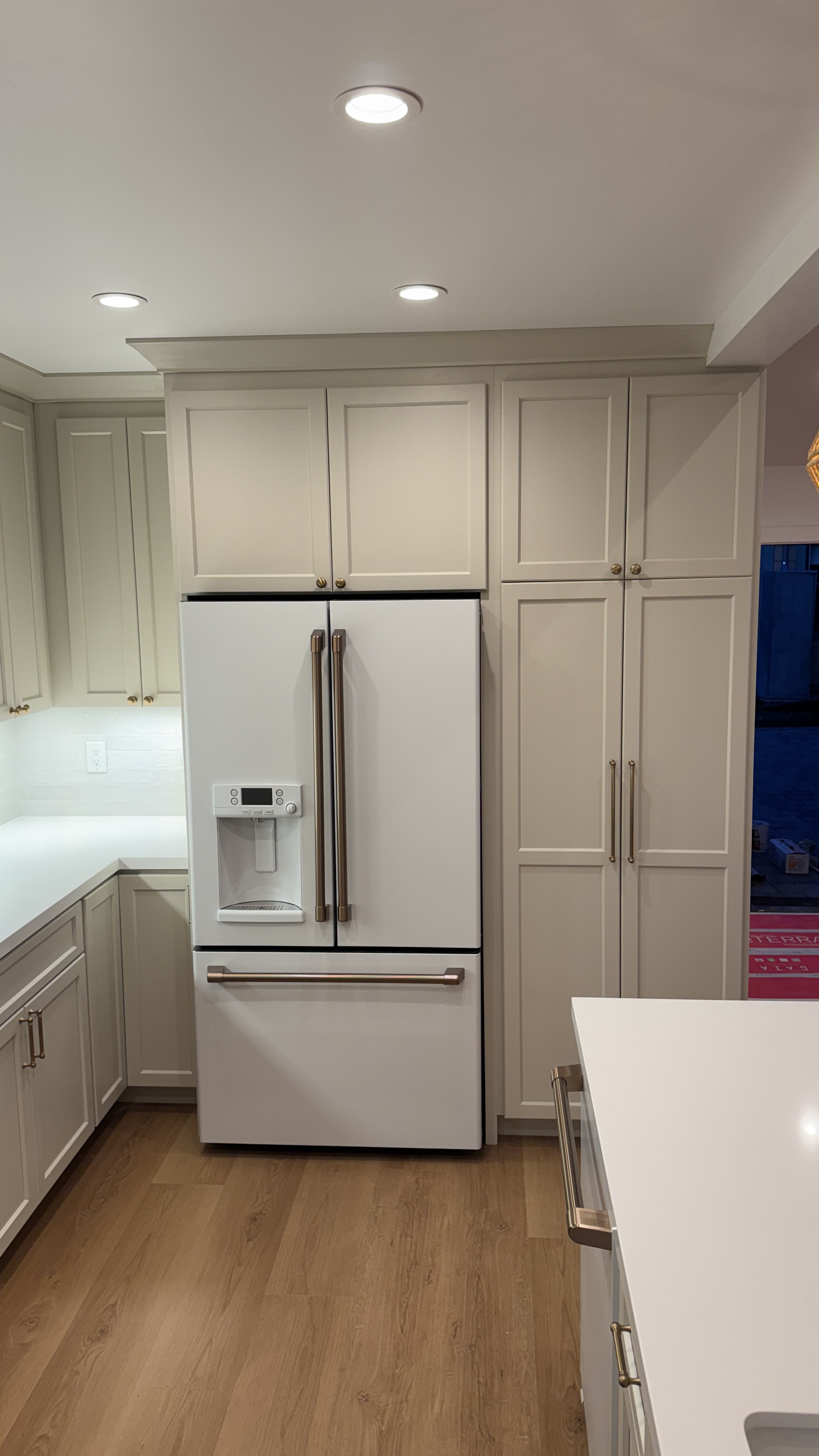 Kitchen cabinet refinishing &mdash; Finished kitchen ready for daily use after full cabinet coating &mdash; Saratoga, CA