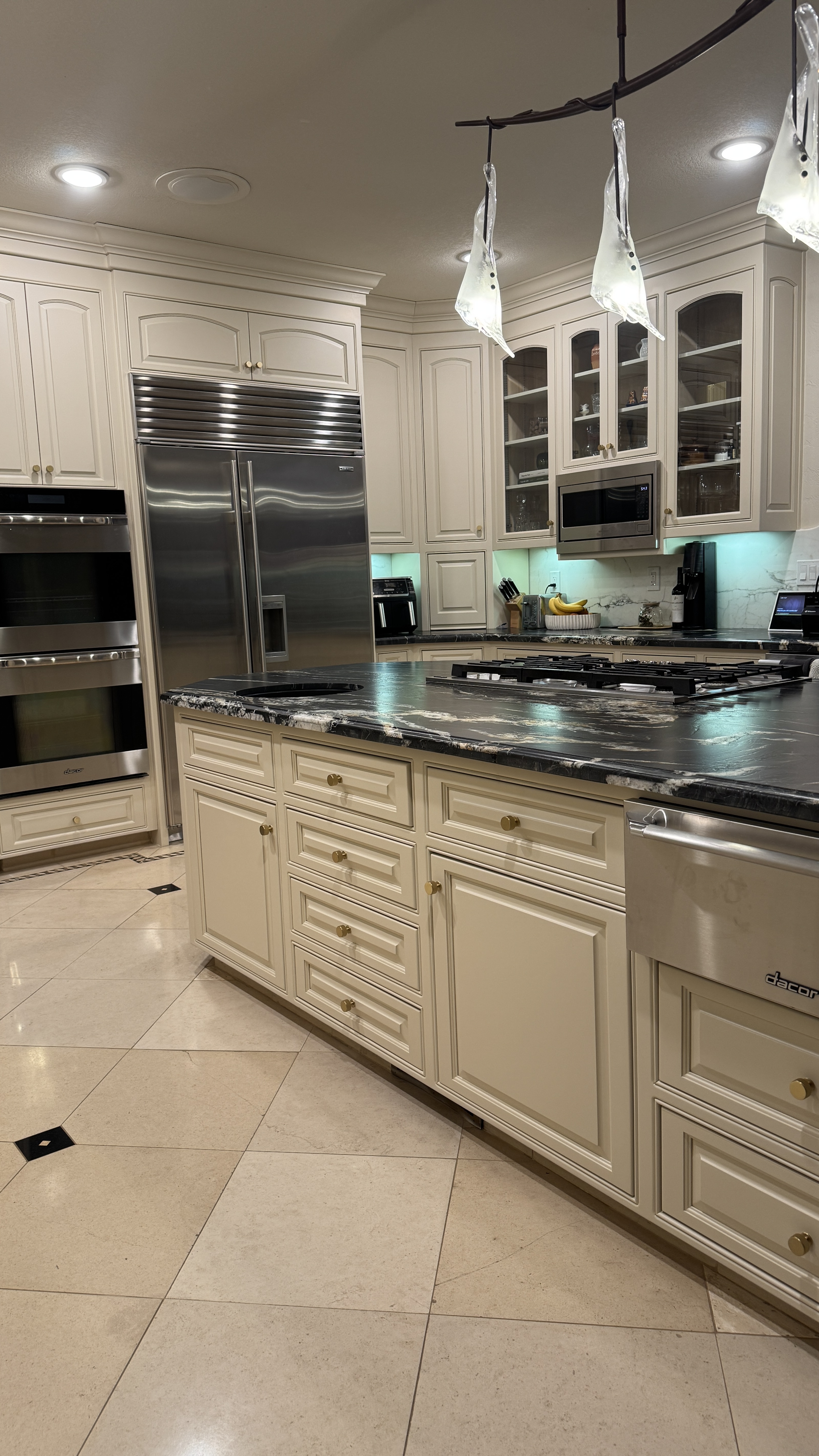 Kitchen cabinet refinishing &mdash; Project complete; kitchen ready for everyday use &mdash; Los Gatos, CA